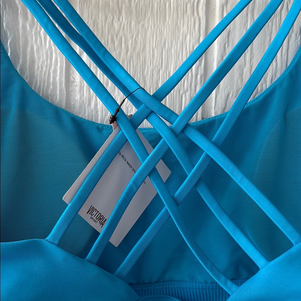 NWT Victoria's Secret Sport Blue Strappy Sports Bra size L - Picture 3 of 5